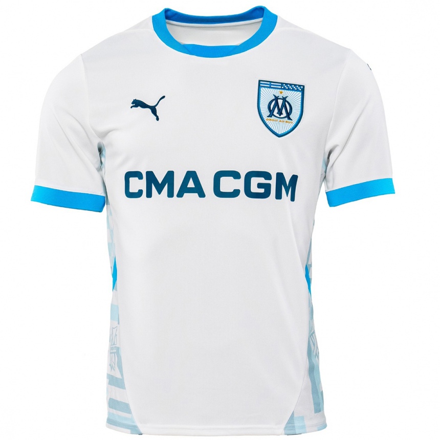 Femme Football Maillot Enzo Caumont #0 Blanc Bleu Ciel Tenues Domicile 2024/25