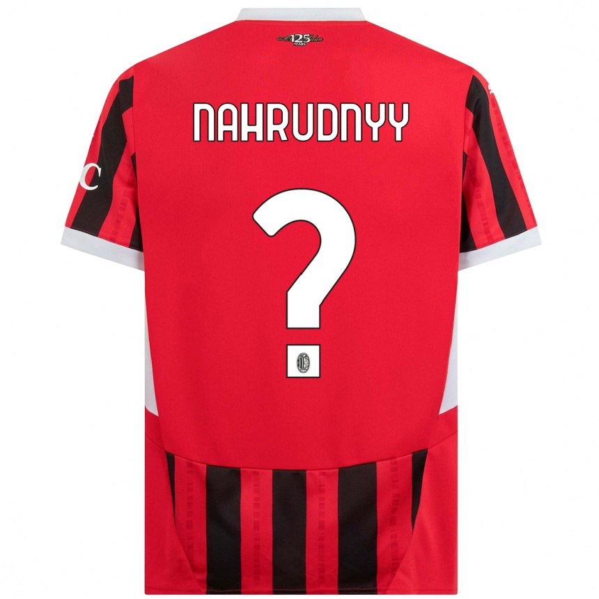 Femme Football Maillot Vladislav Nahrudnyy #0 Rouge Noir Tenues Domicile 2024/25