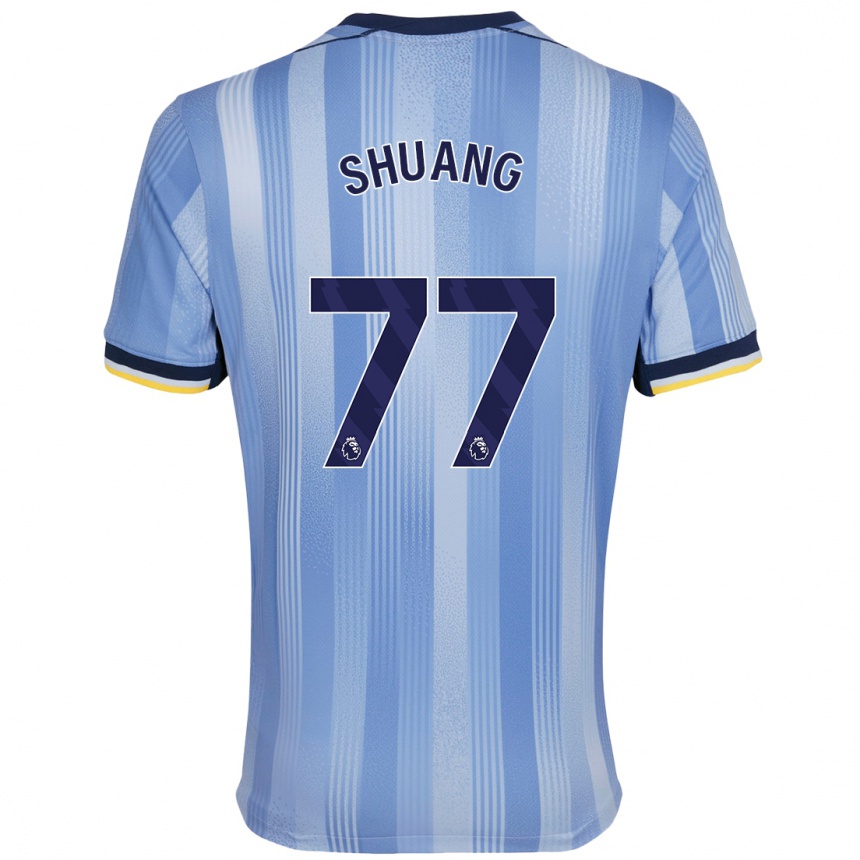 Femme Football Maillot Wang Shuang #77 Bleu Clair Tenues Extérieur 2024/25