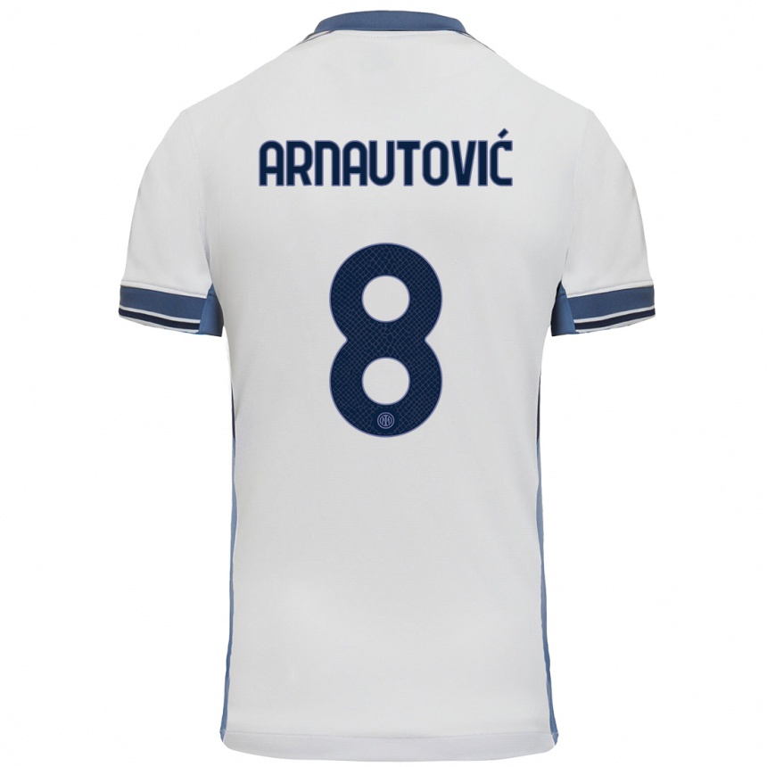 Femme Football Maillot Marko Arnautovic #8 Blanc Gris Tenues Extérieur 2024/25