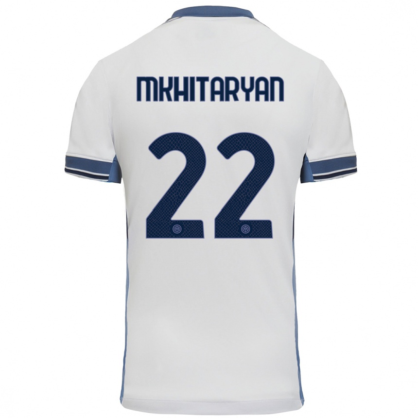 Femme Football Maillot Henrikh Mkhitaryan #22 Blanc Gris Tenues Extérieur 2024/25