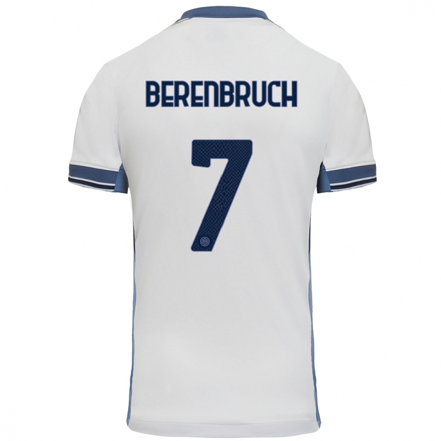 Femme Football Maillot Thomas Berenbruch #7 Blanc Gris Tenues Extérieur 2024/25