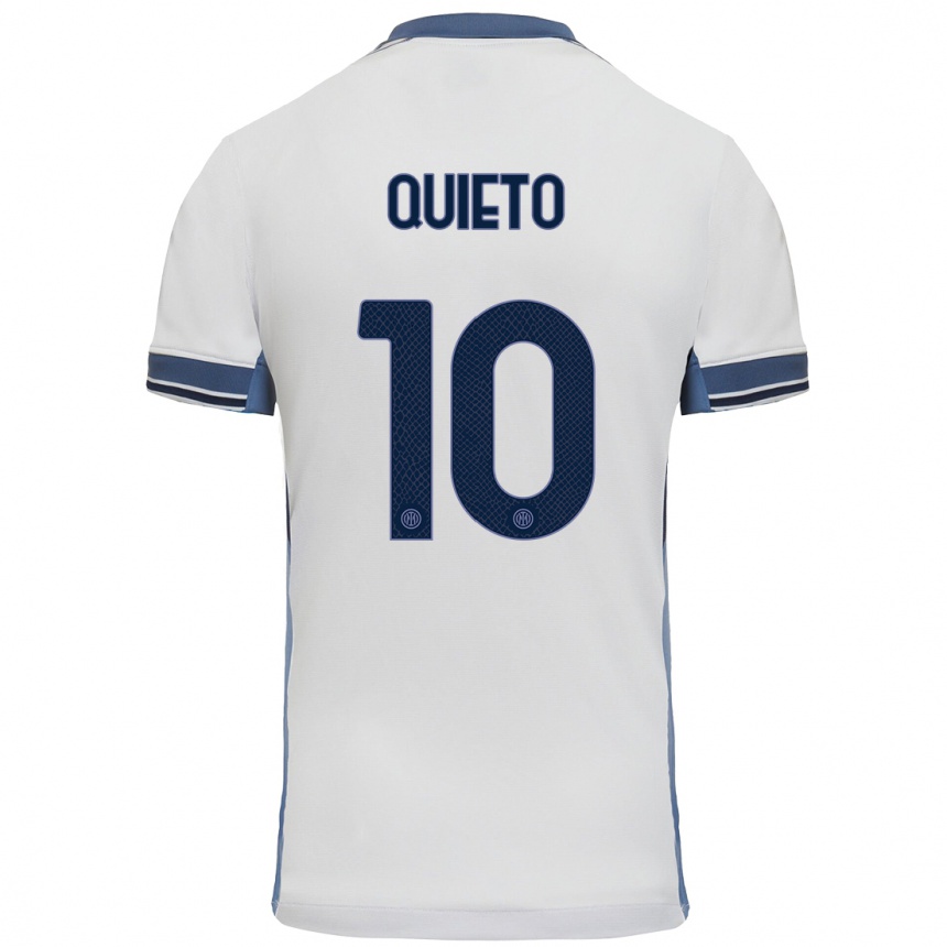 Femme Football Maillot Daniele Quieto #10 Blanc Gris Tenues Extérieur 2024/25