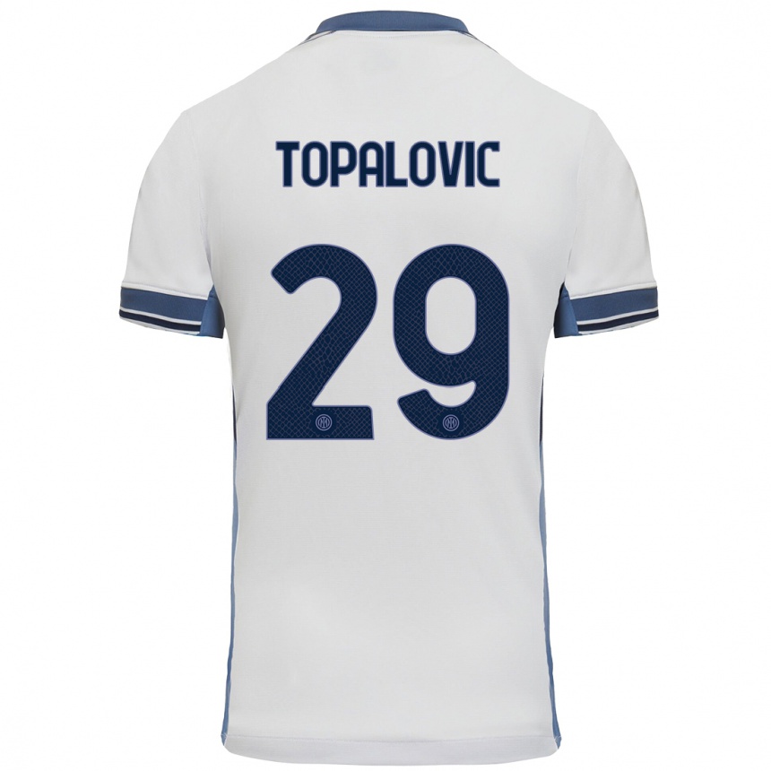 Femme Football Maillot Luka Topalovic #29 Blanc Gris Tenues Extérieur 2024/25