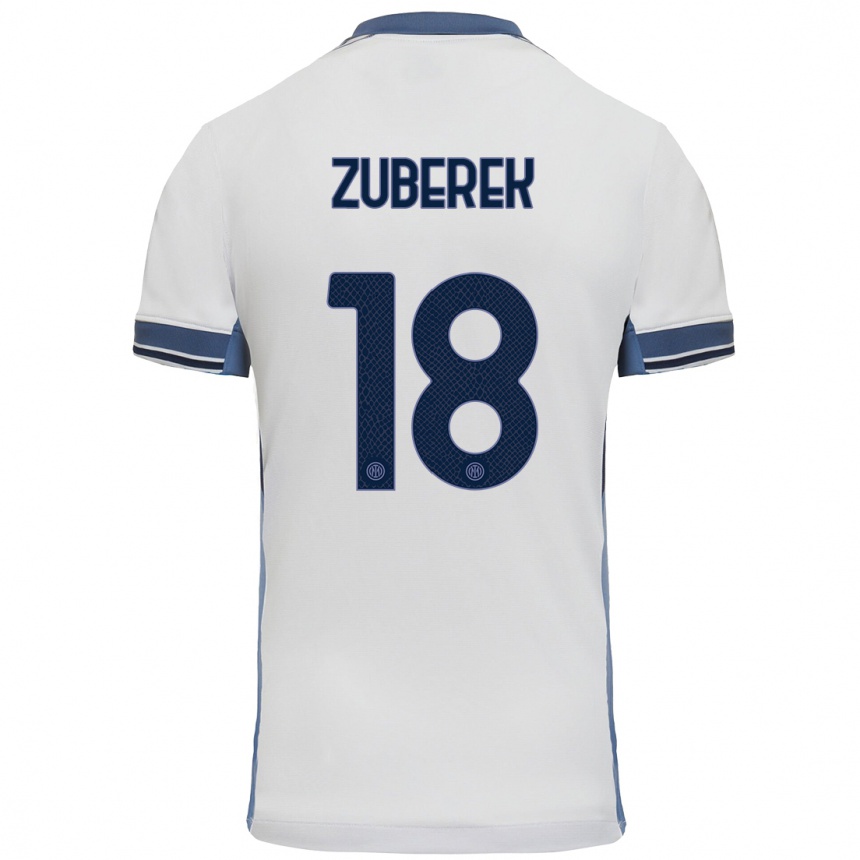 Femme Football Maillot Jan Zuberek #18 Blanc Gris Tenues Extérieur 2024/25