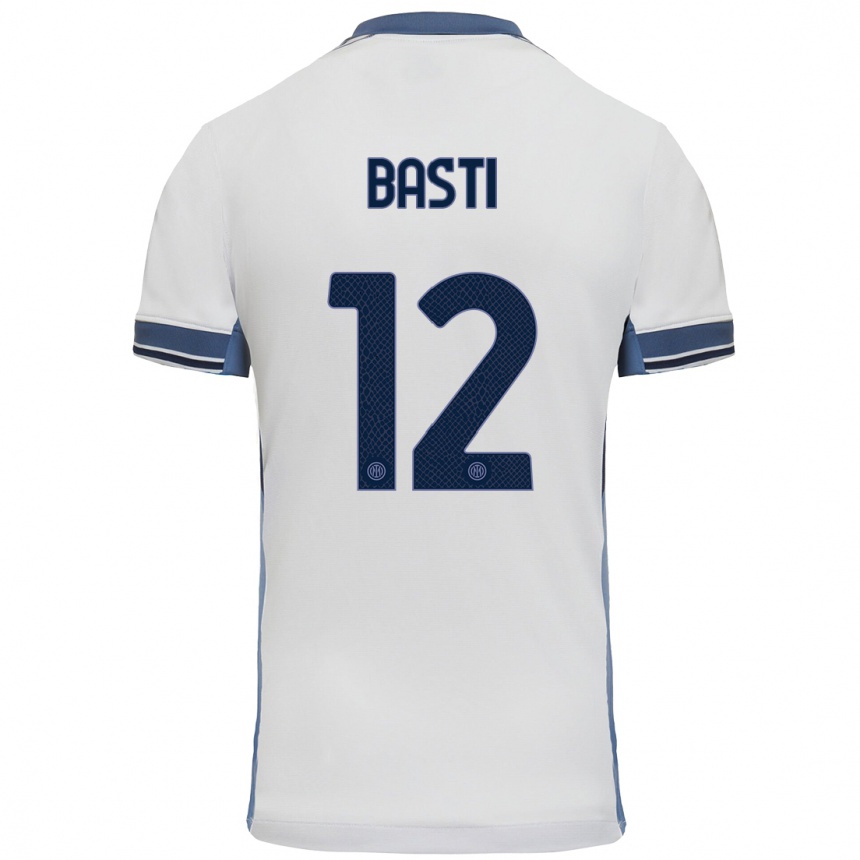 Femme Football Maillot Matteo Basti #12 Blanc Gris Tenues Extérieur 2024/25