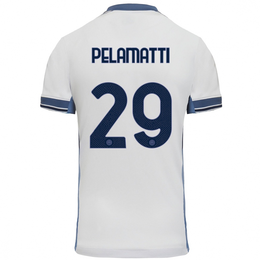 Femme Football Maillot Andrea Pelamatti #29 Blanc Gris Tenues Extérieur 2024/25