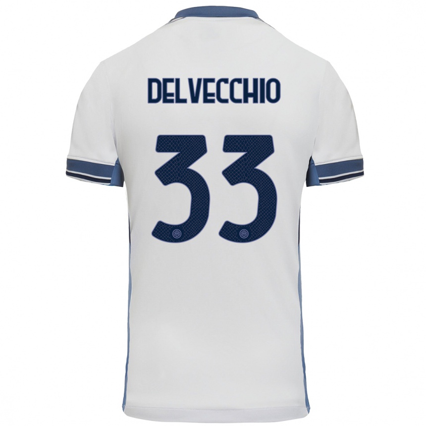 Femme Football Maillot Gabriele Delvecchio #33 Blanc Gris Tenues Extérieur 2024/25