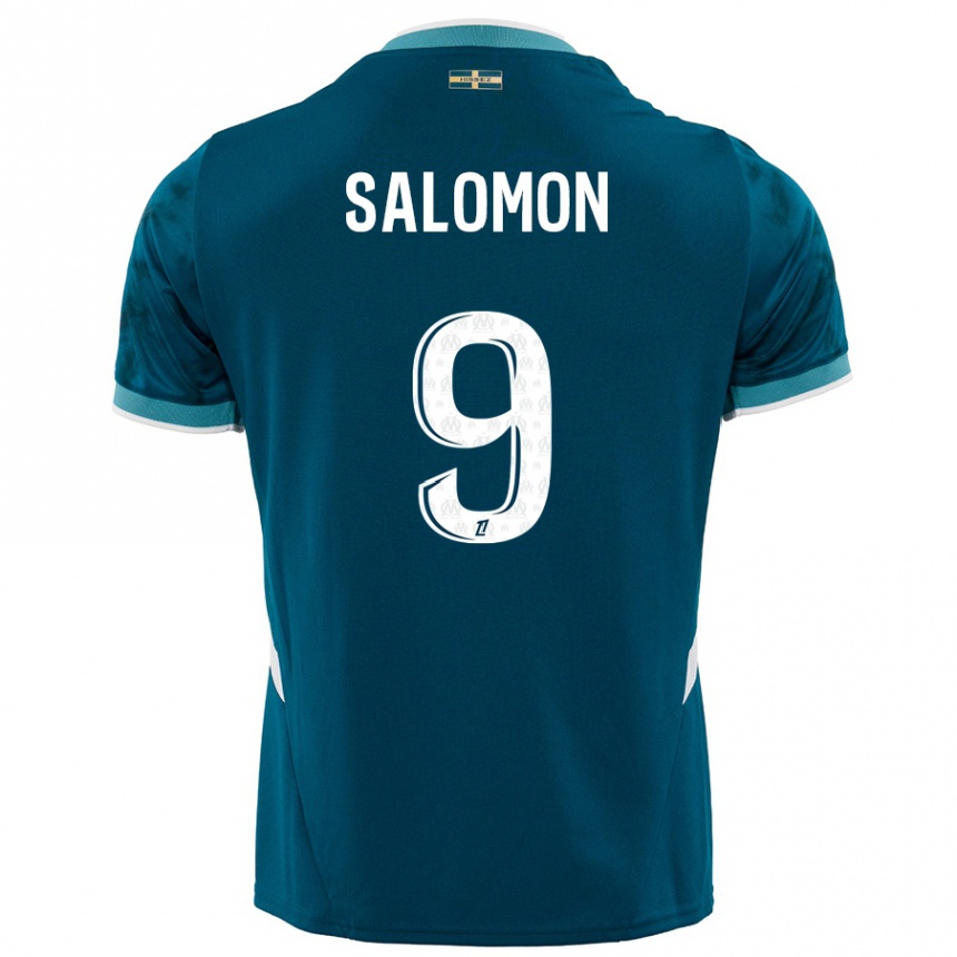 Femme Football Maillot Maeva Salomon #9 Turquoise Bleu Tenues Extérieur 2024/25