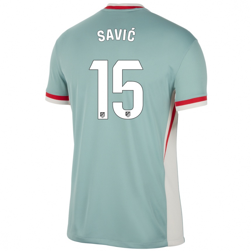 Femme Football Maillot Stefan Savic #15 Beige Clair Bleu Tenues Extérieur 2024/25