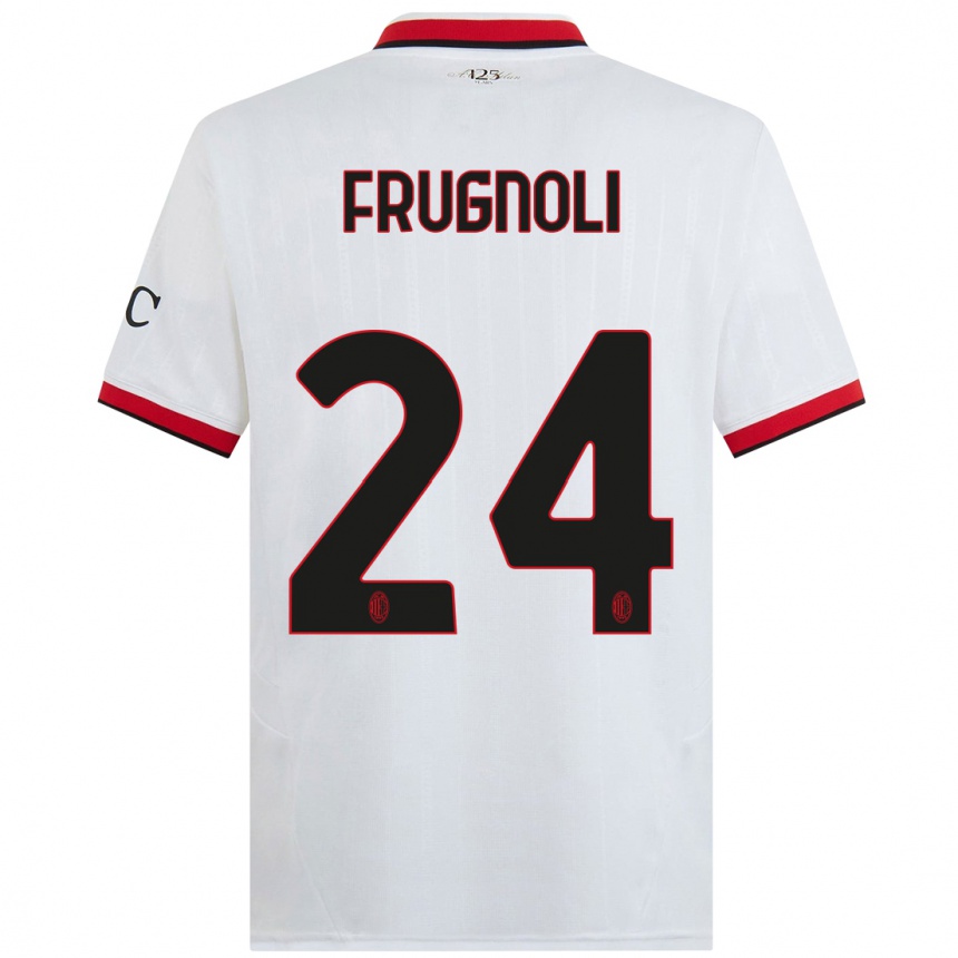 Femme Football Maillot Leonardo Frugnoli #24 Blanc Noir Rouge Tenues Extérieur 2024/25