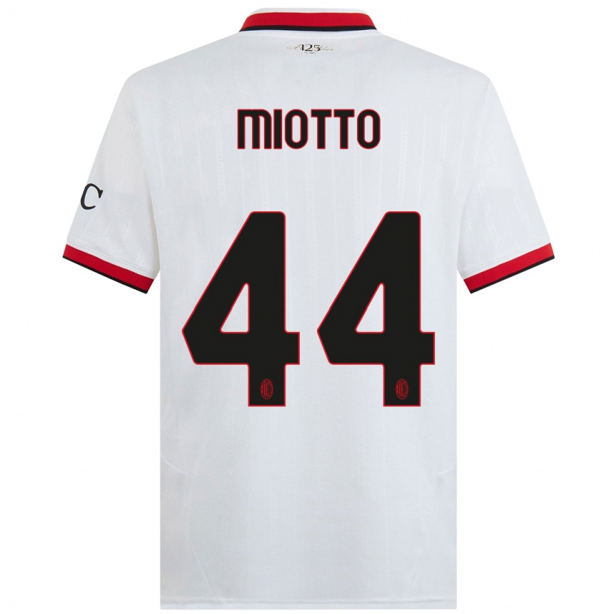 Femme Football Maillot Giorgia Miotto #44 Blanc Noir Rouge Tenues Extérieur 2024/25