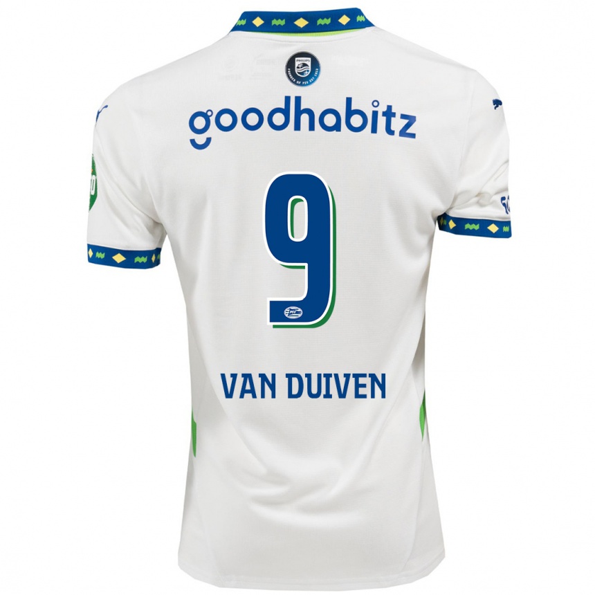 Femme Football Maillot Jason Van Duiven #9 Blanc Bleu Foncé Troisieme 2024/25