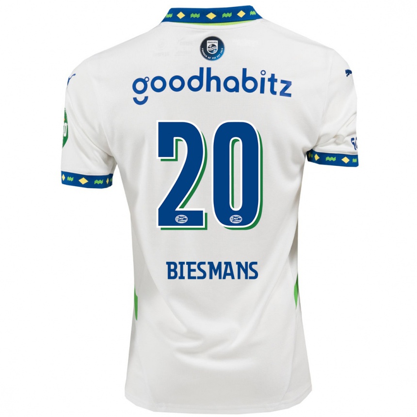 Femme Football Maillot Julie Biesmans #20 Blanc Bleu Foncé Troisieme 2024/25