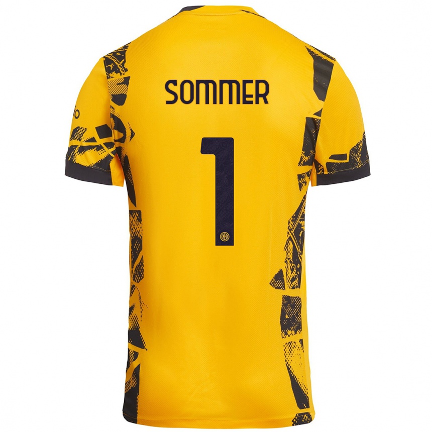 Femme Football Maillot Yann Sommer #1 Doré Noir Troisieme 2024/25