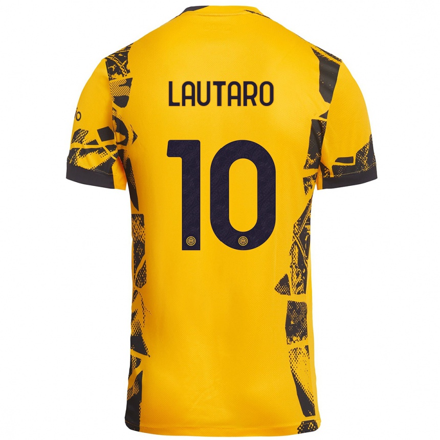 Femme Football Maillot Lautaro Martínez #10 Doré Noir Troisieme 2024/25