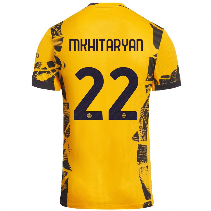 Femme Football Maillot Henrikh Mkhitaryan #22 Doré Noir Troisieme 2024/25