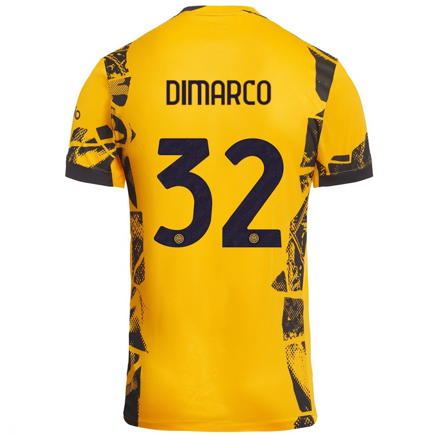 Femme Football Maillot Federico Dimarco #32 Doré Noir Troisieme 2024/25