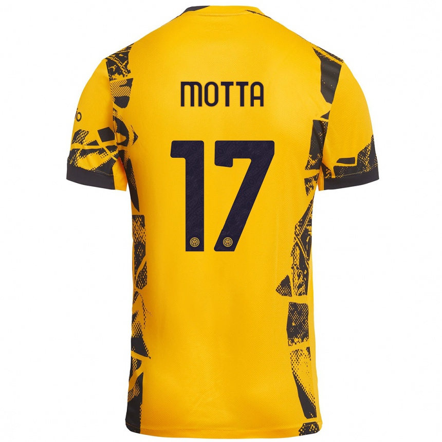 Femme Football Maillot Matteo Motta #17 Doré Noir Troisieme 2024/25