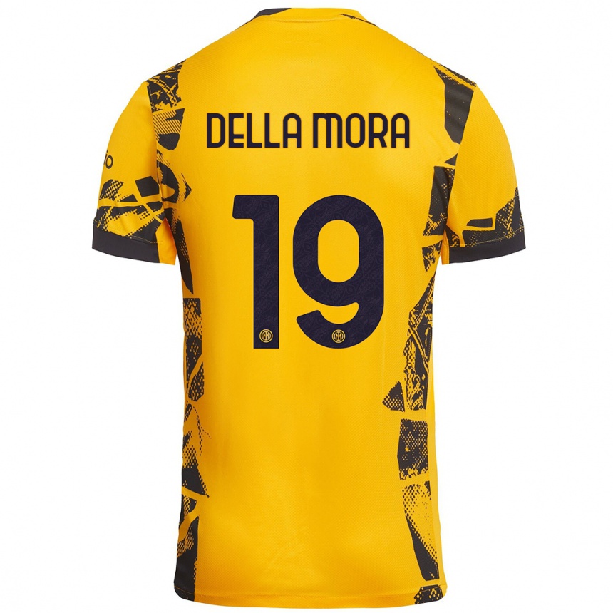 Femme Football Maillot Tommaso Della Mora #19 Doré Noir Troisieme 2024/25