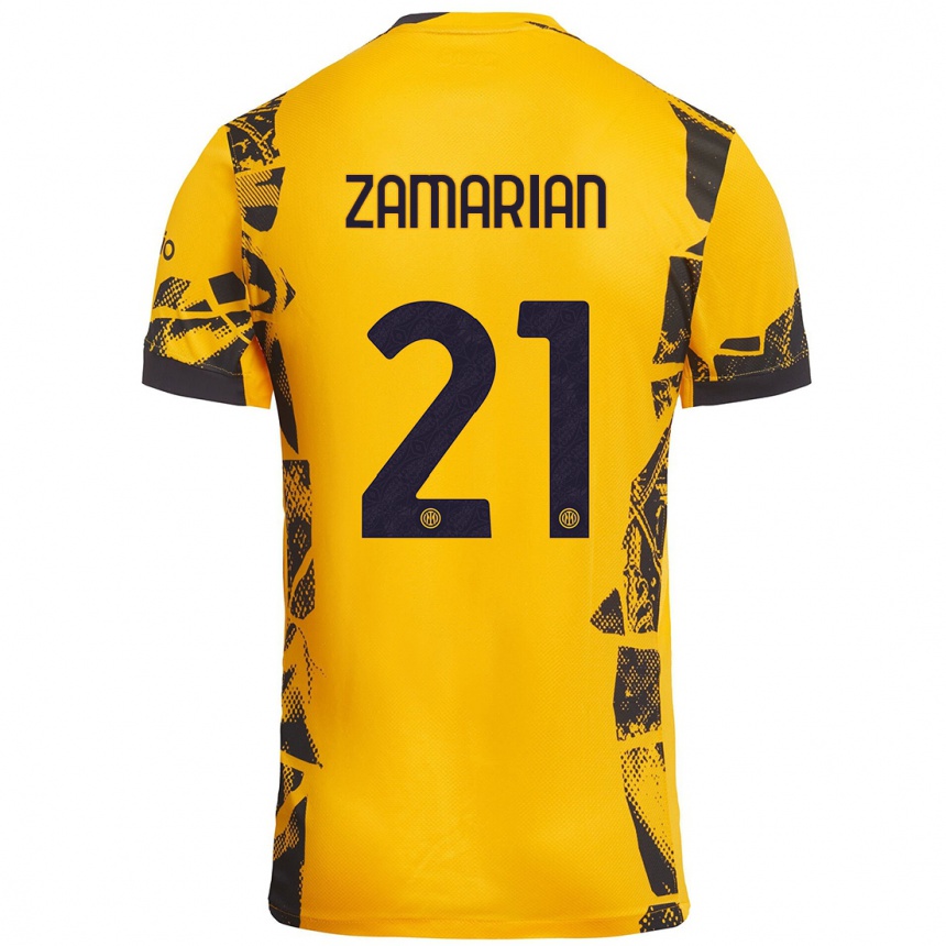 Femme Football Maillot Matteo Zamarian #21 Doré Noir Troisieme 2024/25