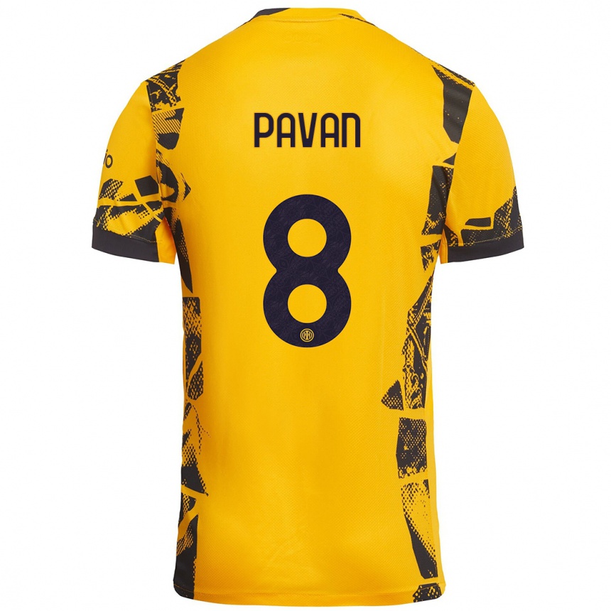 Femme Football Maillot Matilde Pavan #8 Doré Noir Troisieme 2024/25