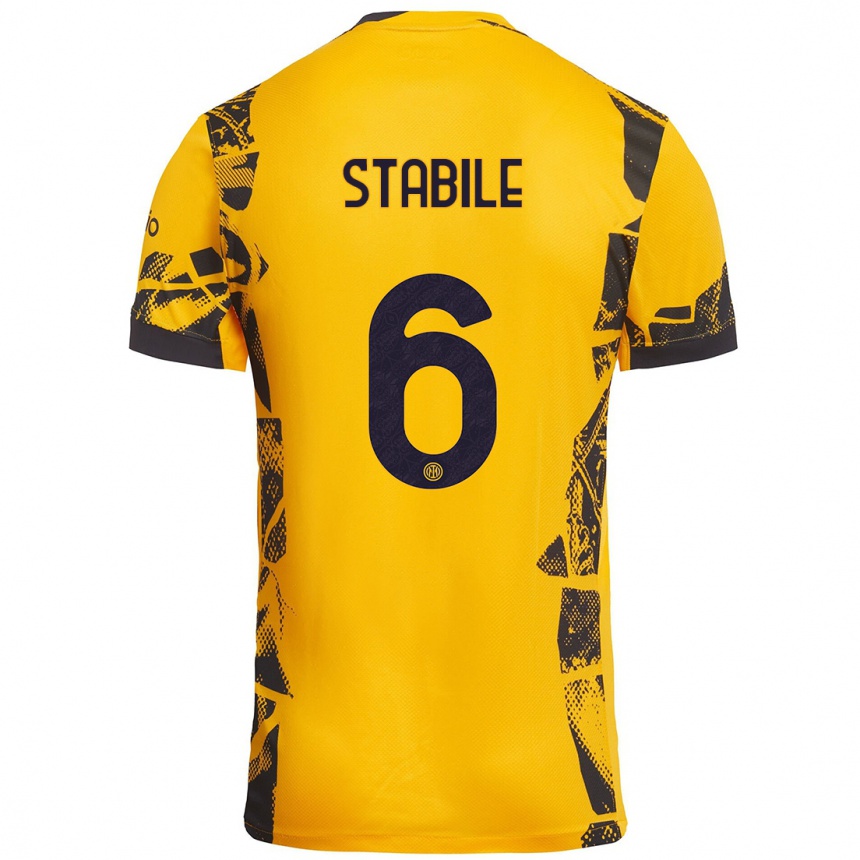 Femme Football Maillot Giacomo Stabile #6 Doré Noir Troisieme 2024/25