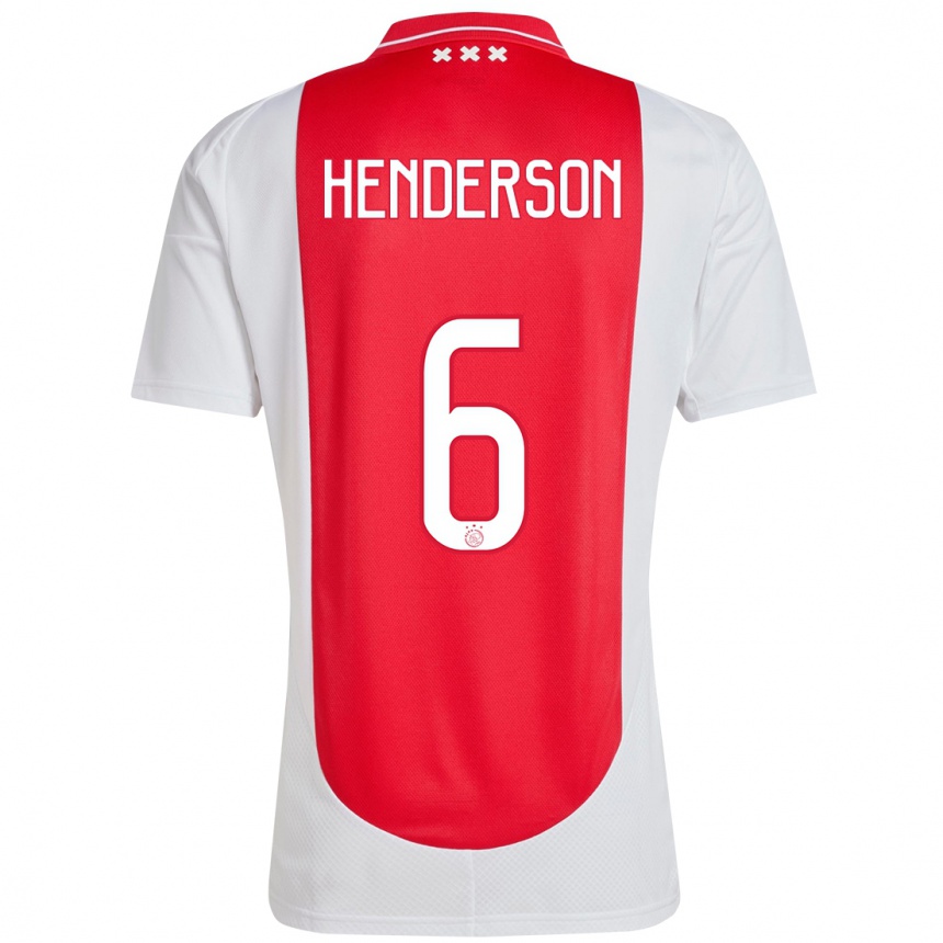 Enfant Football Maillot Jordan Henderson #6 Rouge Blanc Tenues Domicile 2024/25