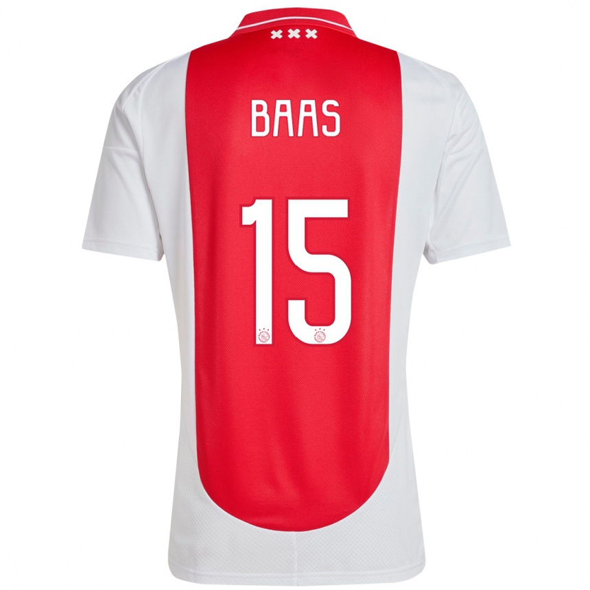 Enfant Football Maillot Youri Baas #15 Rouge Blanc Tenues Domicile 2024/25