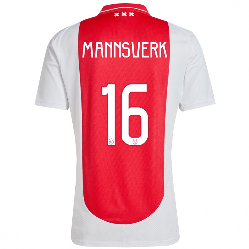 Enfant Football Maillot Sivert Mannsverk #16 Rouge Blanc Tenues Domicile 2024/25