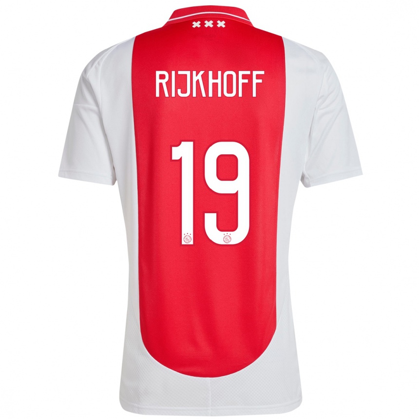 Enfant Football Maillot Julian Rijkhoff #19 Rouge Blanc Tenues Domicile 2024/25