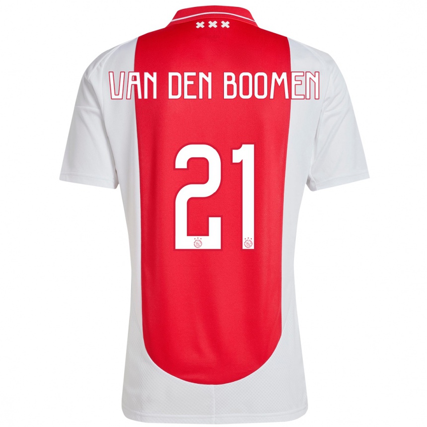 Enfant Football Maillot Branco Van Den Boomen #21 Rouge Blanc Tenues Domicile 2024/25