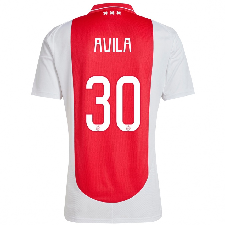 Enfant Football Maillot Gastón Ávila #30 Rouge Blanc Tenues Domicile 2024/25