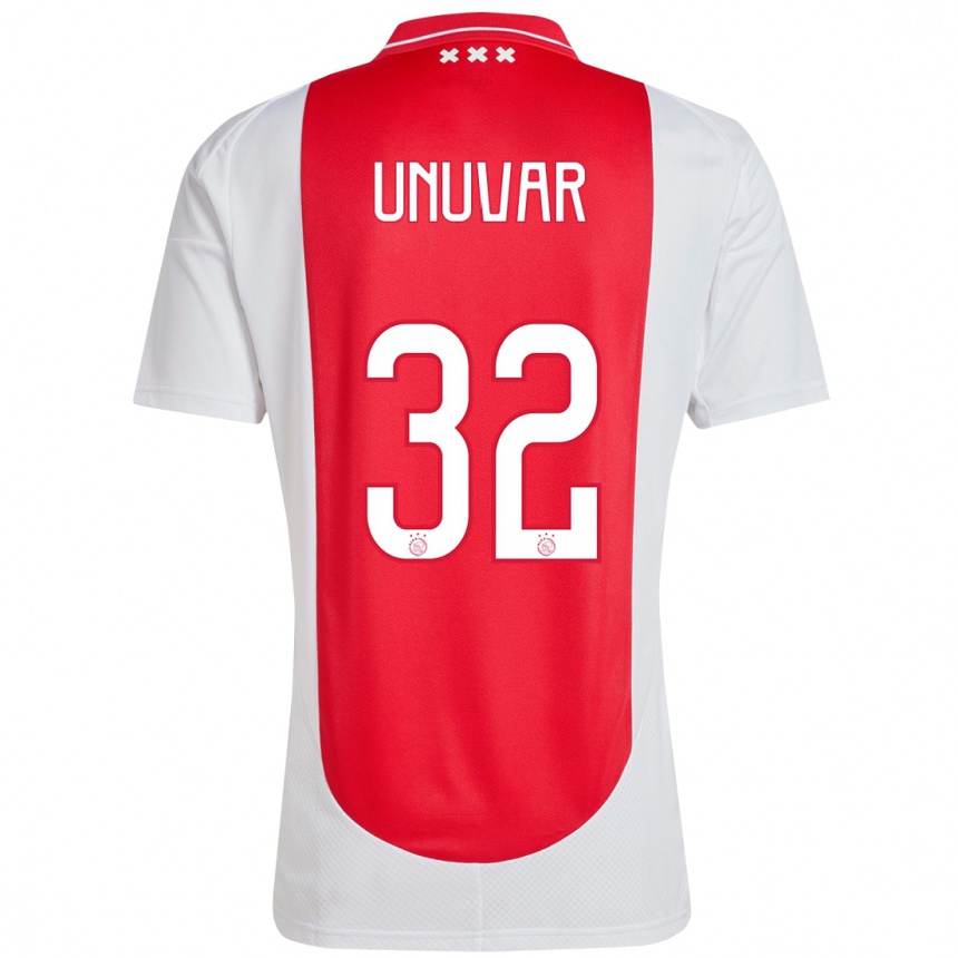 Enfant Football Maillot Naci Ünüvar #32 Rouge Blanc Tenues Domicile 2024/25