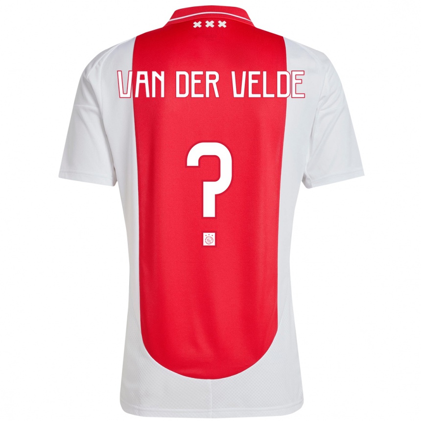 Enfant Football Maillot Valentijn Van Der Velde #0 Rouge Blanc Tenues Domicile 2024/25