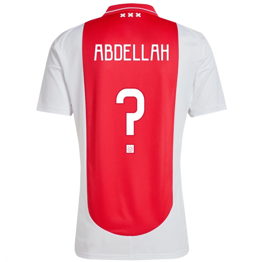 Enfant Football Maillot Abdellah Ouazane #0 Rouge Blanc Tenues Domicile 2024/25