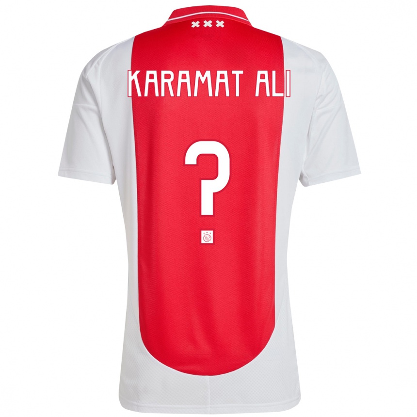 Enfant Football Maillot Yaïr Karamat Ali #0 Rouge Blanc Tenues Domicile 2024/25