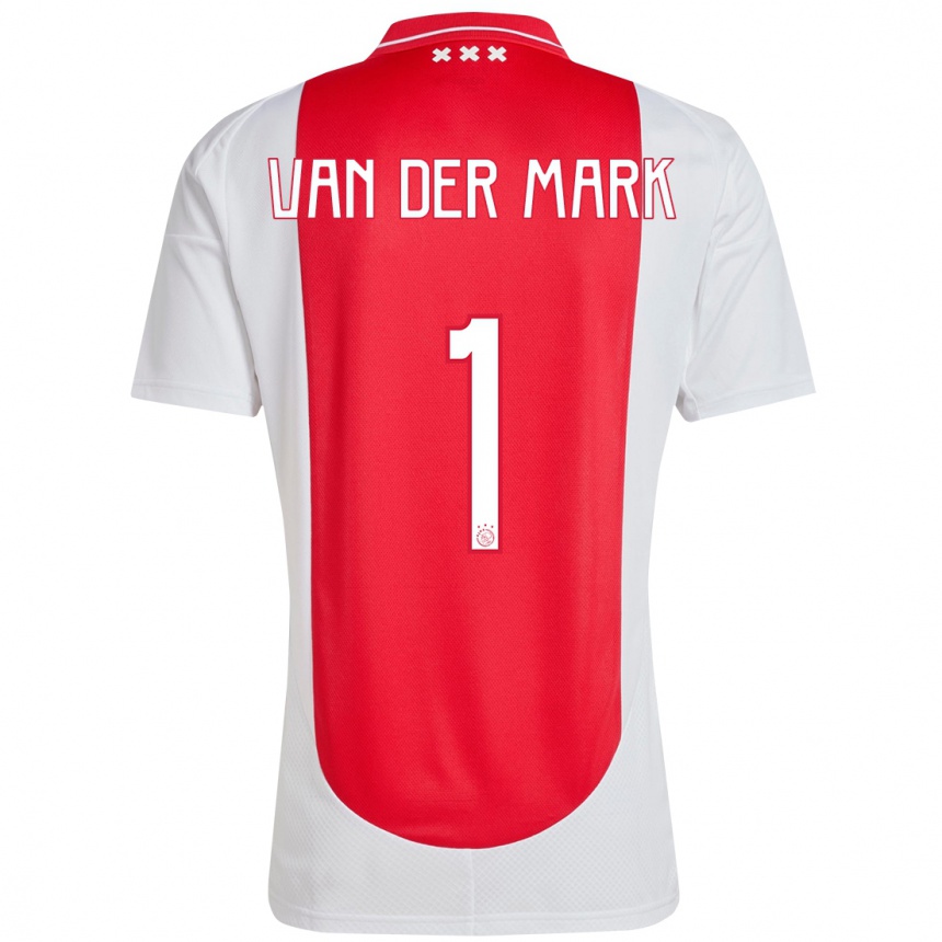 Enfant Football Maillot Jesper Van Der Mark #1 Rouge Blanc Tenues Domicile 2024/25