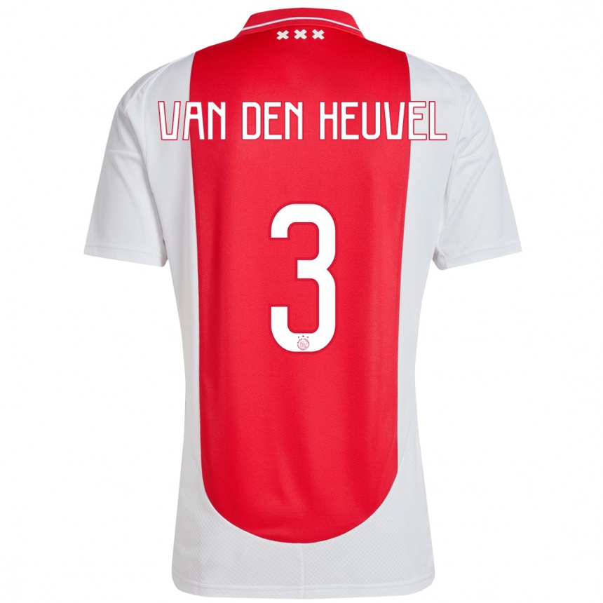 Enfant Football Maillot Nino Van Den Heuvel #3 Rouge Blanc Tenues Domicile 2024/25