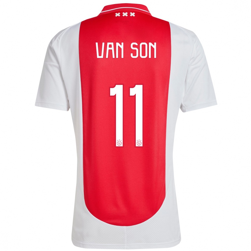 Enfant Football Maillot Daniël Van Son #11 Rouge Blanc Tenues Domicile 2024/25