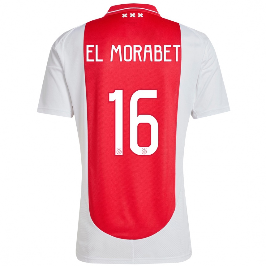 Enfant Football Maillot Younes El Morabet #16 Rouge Blanc Tenues Domicile 2024/25