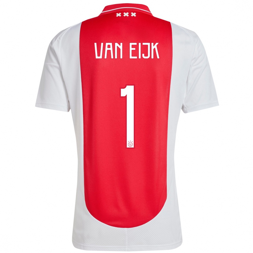 Enfant Football Maillot Regina Van Eijk #1 Rouge Blanc Tenues Domicile 2024/25