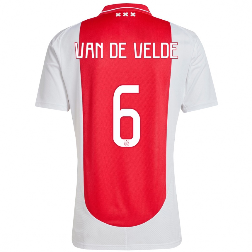 Enfant Football Maillot Jonna Van De Velde #6 Rouge Blanc Tenues Domicile 2024/25