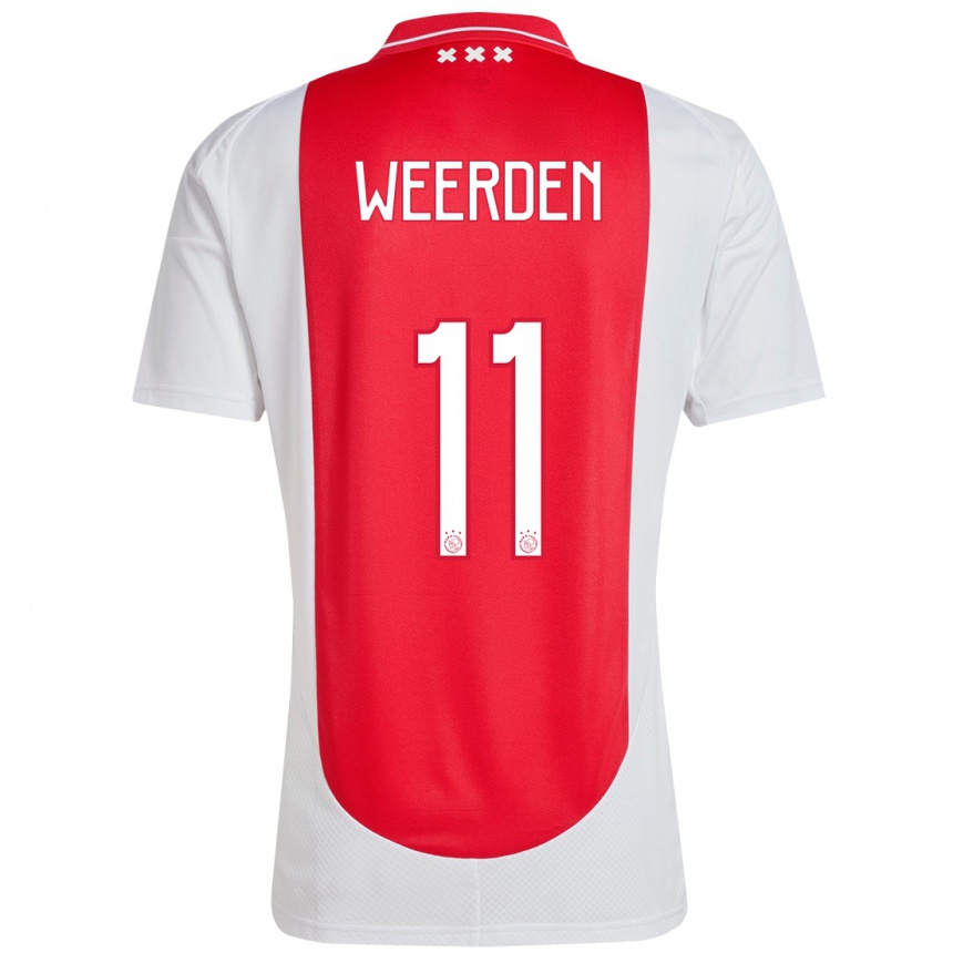 Enfant Football Maillot Ashleigh Weerden #11 Rouge Blanc Tenues Domicile 2024/25