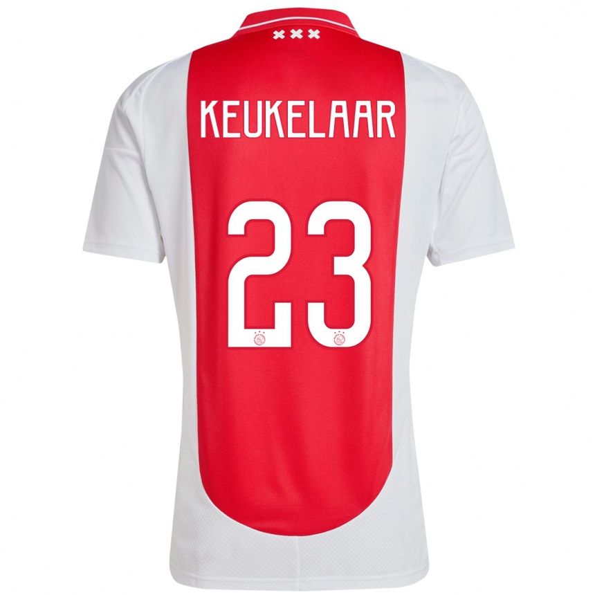 Enfant Football Maillot Lotte Keukelaar #23 Rouge Blanc Tenues Domicile 2024/25