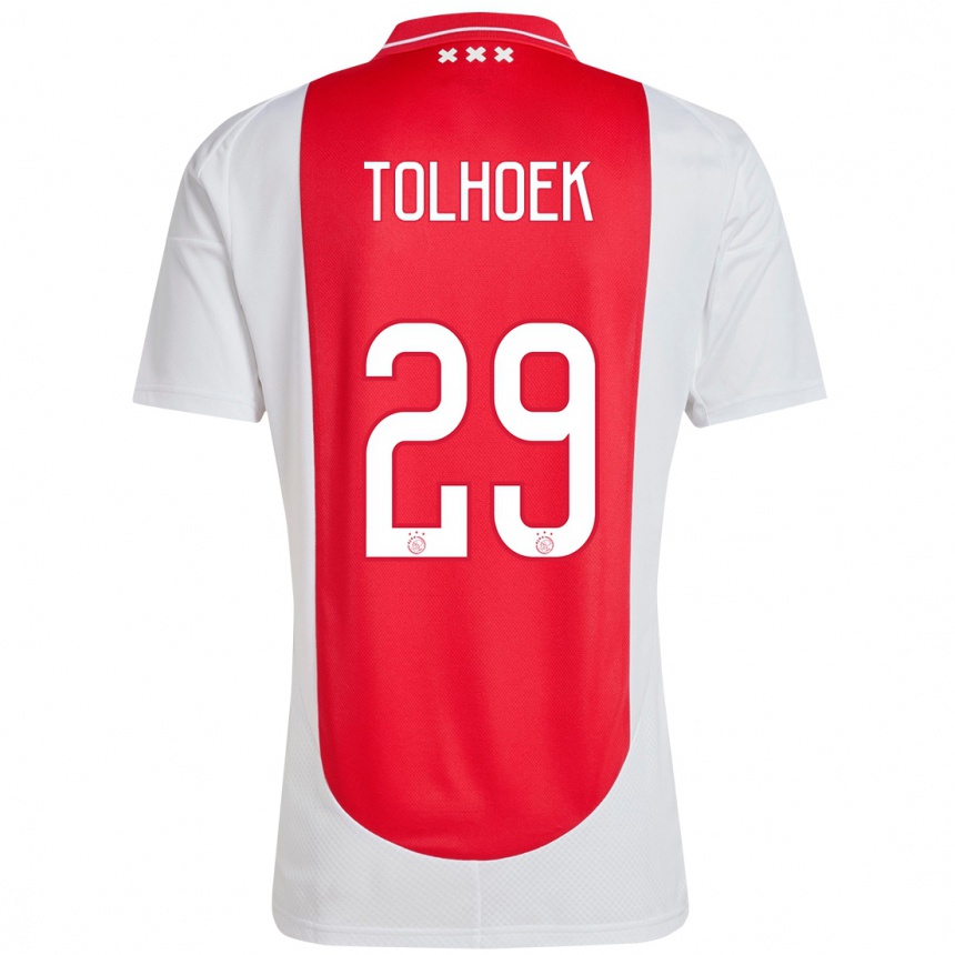 Enfant Football Maillot Danique Tolhoek #29 Rouge Blanc Tenues Domicile 2024/25