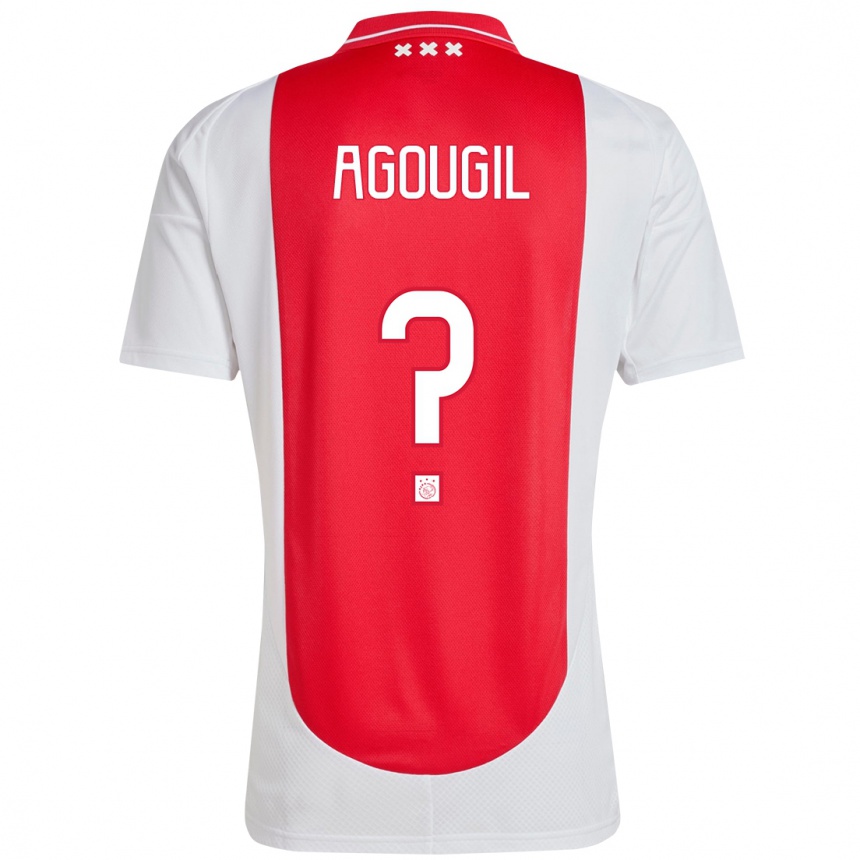 Enfant Football Maillot Oualid Agougil #0 Rouge Blanc Tenues Domicile 2024/25