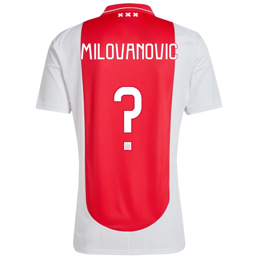 Enfant Football Maillot Mateja Milovanovic #0 Rouge Blanc Tenues Domicile 2024/25