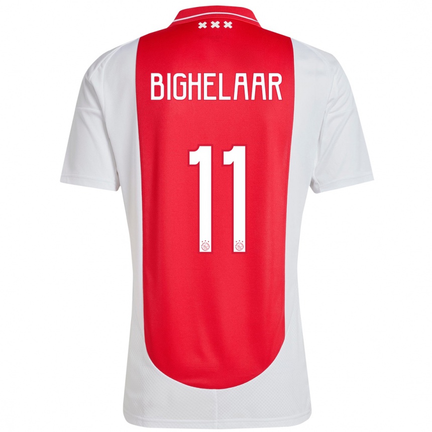 Enfant Football Maillot Marjolijn Van Den Bighelaar #11 Rouge Blanc Tenues Domicile 2024/25