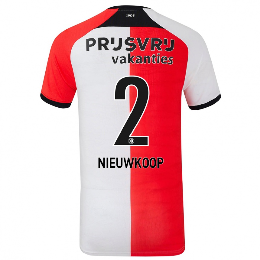 Enfant Football Maillot Bart Nieuwkoop #2 Rouge Blanc Tenues Domicile 2024/25